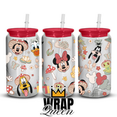 Mouse and friends mushroom UV DTF 16oz Glass Cup Wrap